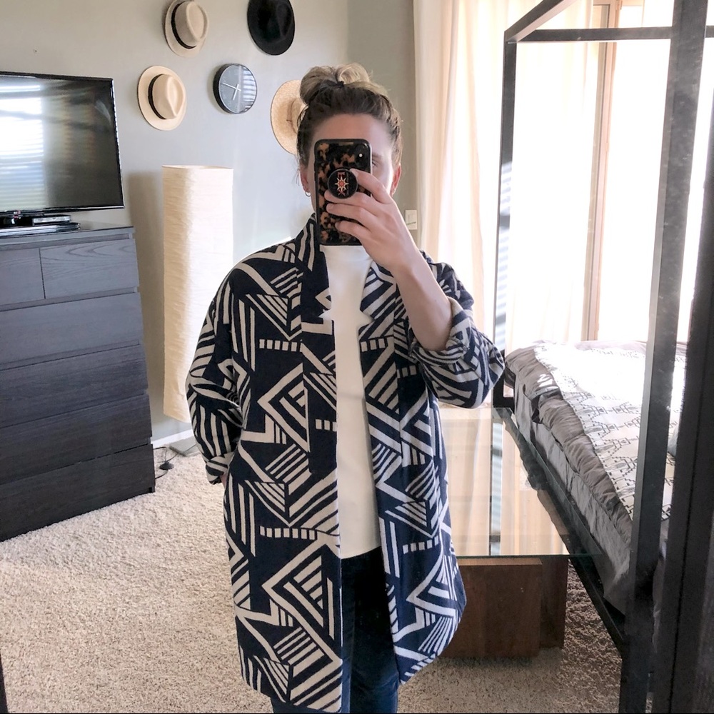 Geometric Pattern Blazer Coat